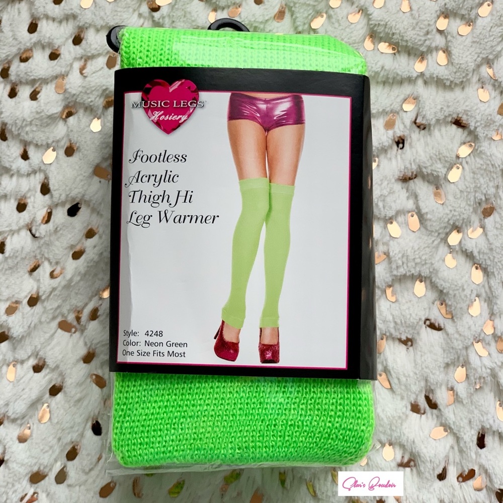 New 💚Neon Green💚Thigh High Leg Warmers Music Legs 4248